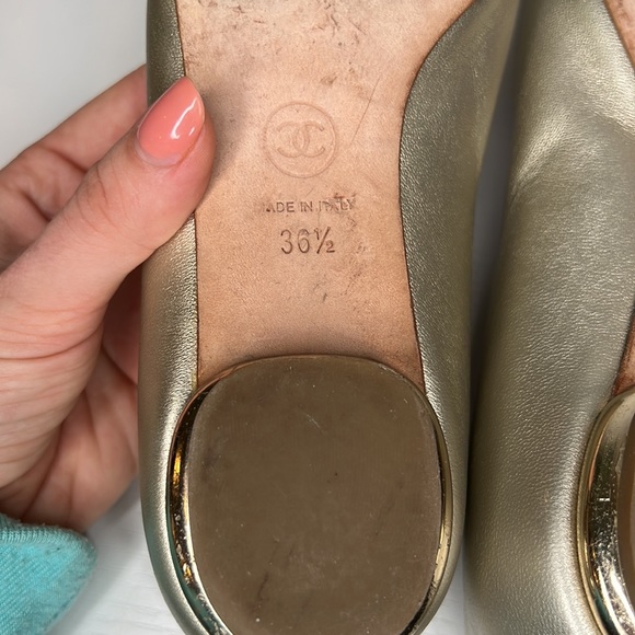 Chanel Ballerina Flats Gold/Black Sz 36.5 - Picture 9 of 12